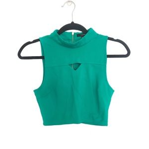 Forever 21 Green Zip Back Crop Top Size Small